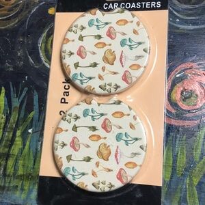Car coasters merry Mushroom ceramic Set of 2